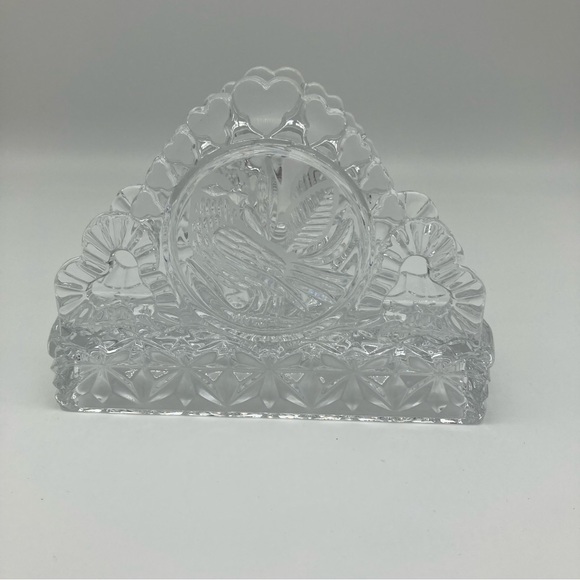 Vintage Hofbauer Byrdes bird and hearts crystal napkin holder - Picture 1 of 8
